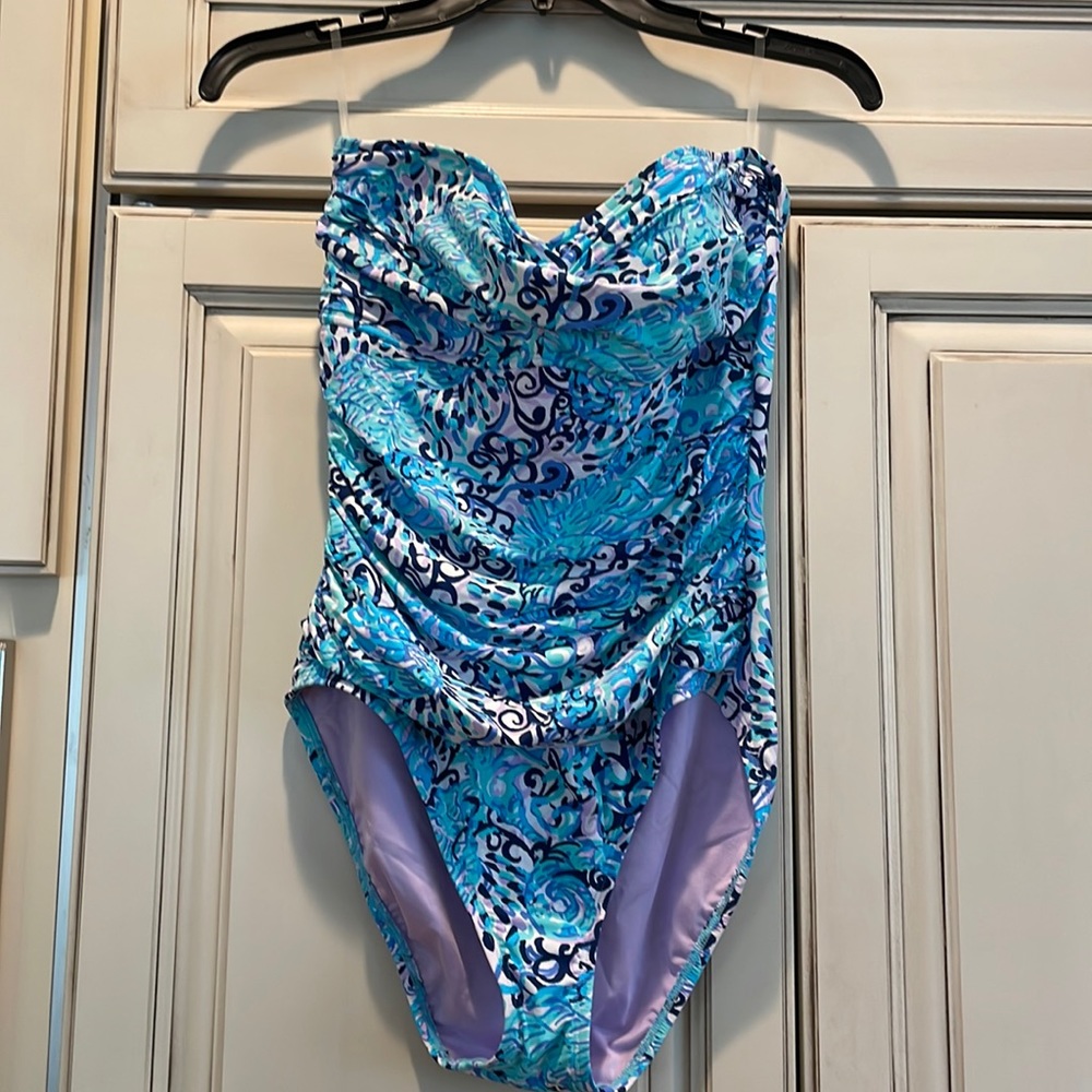 Lilly Pulitzer strapless swim suit size 10 worn once